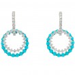 18k White Gold, Diamond & Turquoise Convertible Hoop Earrings