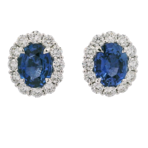 18k White Gold, Diamond & Sapphire Earrings