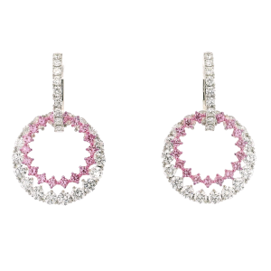 18k White Gold, Diamond & Pink Sapphire Convertible Earrings