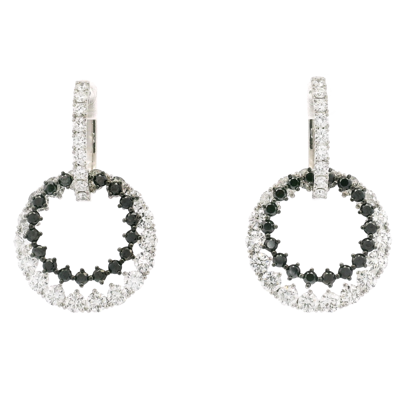 18k White Gold, Diamond & Black Diamond Convertible Earrings