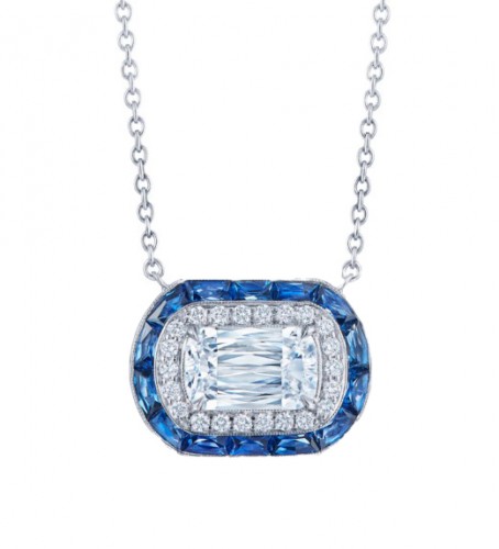 Kwiat 18k White Gold, Ashoka Diamond & Sapphire Halo Pendant