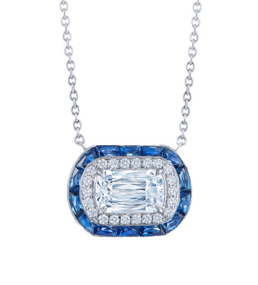 Kwiat 18k White Gold, Ashoka Diamond & Sapphire Halo Pendant