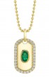 14k Yellow Gold, Diamond & Oval Emerald Pendant