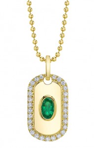14k Yellow Gold, Diamond & Oval Emerald Pendant