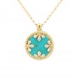 Roberto Coin 18k Yellow Gold, Diamond & Turquoise Venetian Medallion Necklace