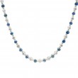 14k White Gold, Diamond & Sapphire Straight Line Necklace