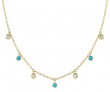 14k Yellow Gold, Diamond & Composite Turquoise Necklace