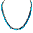18k White Gold, Diamond, Sapphire & Turquoise Necklace