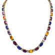 14k Yellow Gold Alternating Diamond & Multicolor Sapphire Necklace