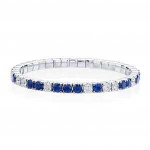 6.53ctw White Gold Sapphire & 3.35ctw Diamond Stretch Bracelet