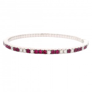 18k White Gold, Ruby & Diamond Stretch Bracelet