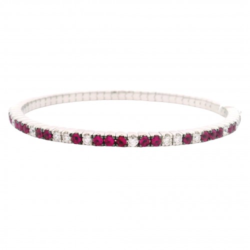 18k White Gold, Ruby & Diamond Stretch Bracelet