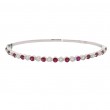 14k White Gold, Diamond & Ruby Bangle