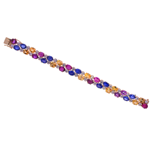 Oscar Heyman Multicolor Sapphire & Diamond Bracelet