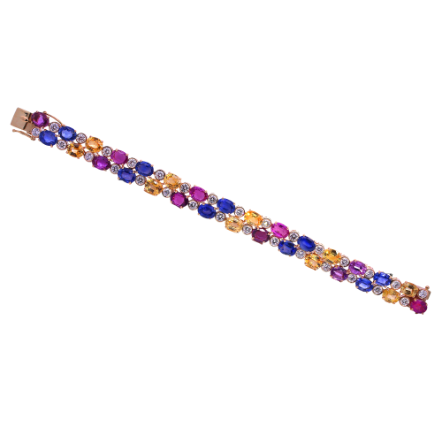Oscar Heyman Multicolor Sapphire & Diamond Bracelet