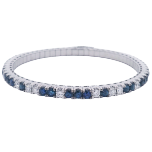 18k White Gold, Diamond & Sapphire Stretch Bracelet