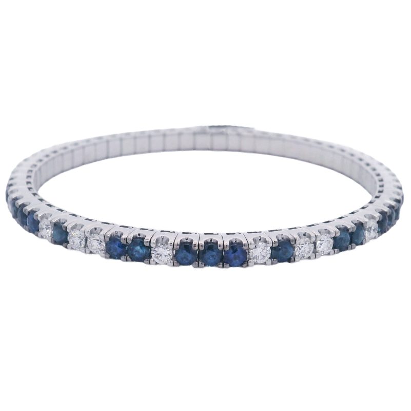 18k White Gold, Diamond & Sapphire Stretch Bracelet