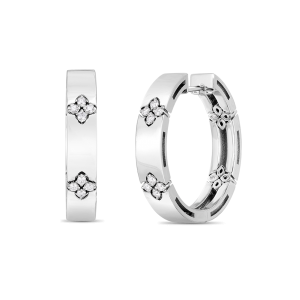 Roberto Coin 18k White Gold Love in Verona Large Flower Hoop Earrings