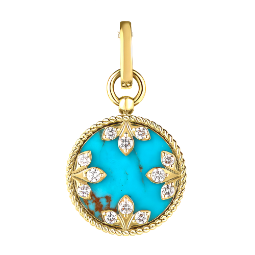 Roberto Coin 18k Yellow Gold, Diamond & Turquoise Venetian Medallions Pendant