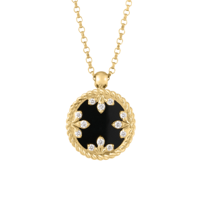 Roberto Coin 18k Yellow Gold Venetian Medallion in Black Jade & Diamond