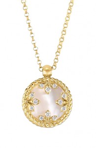 Roberto Coin 18k Yellow Gold, Pink Opal & Diamond Venetian Medallion Necklace