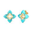 Roberto Coin 18k Yellow Gold, Diamond & Amazonite Venetian Princess Flower Stud Earrings