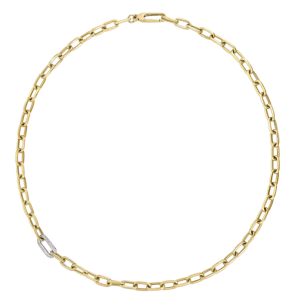 Roberto Coin 18k Yellow Gold Chain with an 18k White Gold Pave Diamond Link