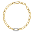 Roberto Coin 18k Yellow Gold Chain Bracelet with an 18k White Gold Pave Diamond Link