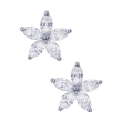 18k White Gold & Marquise Diamond Flower Cluster Stud Earrings