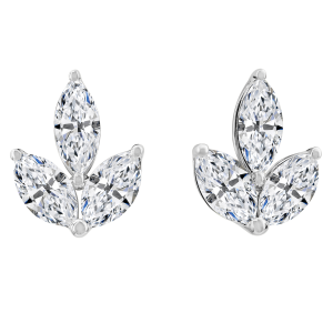 18k White Gold & Marquise Diamond Cluster Stud Earrings