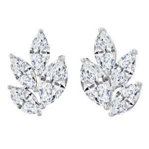 18k White Gold & Marquise Diamond Cluster Earrings