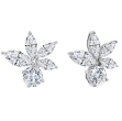 18k White Gold Round & Marquise Diamond Cluster Earrings