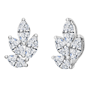 18k White Gold & Marquise Diamond Cluster Stud Earrings