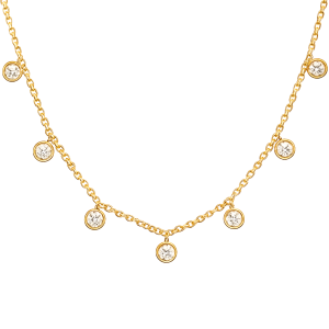 18k Yellow Gold Bezel Set Diamond Drop Necklace