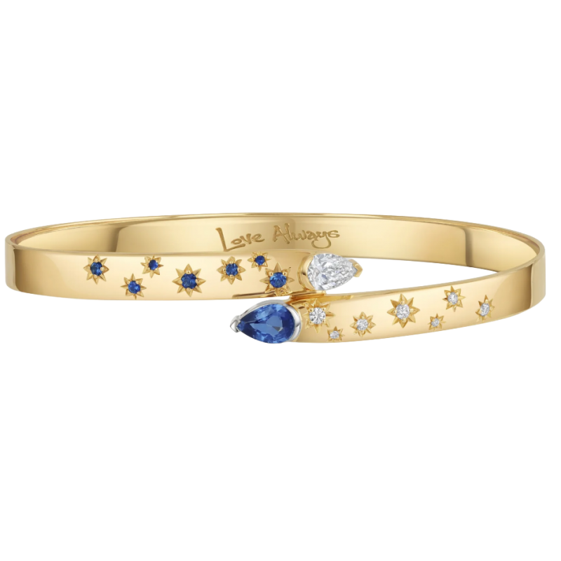 Phillips House 18k Yellow Gold, Diamond & Blue Sapphire "Toi Et Moi" Love Always Bracelet