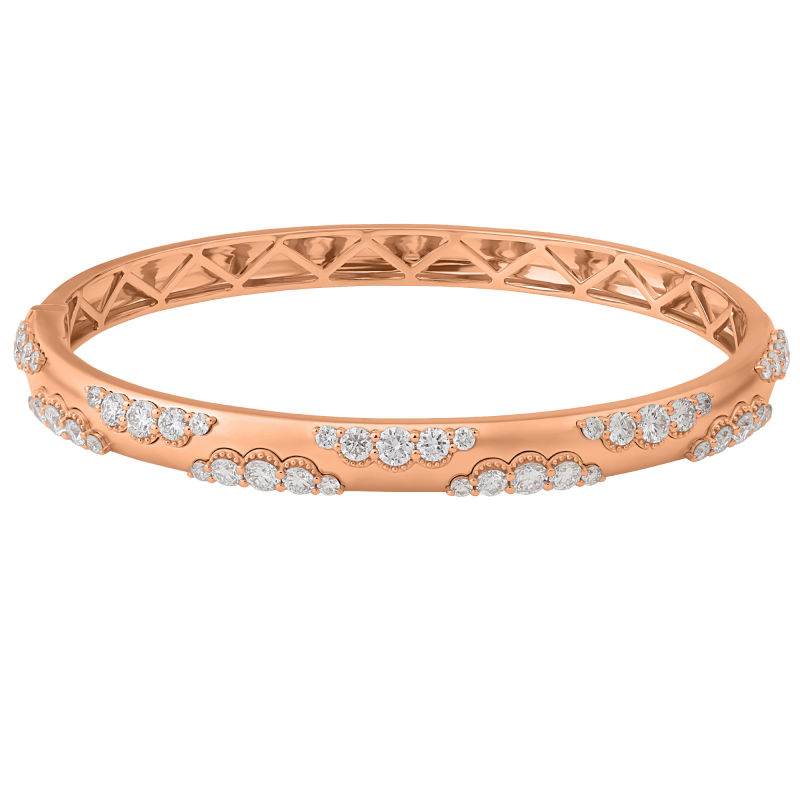 18k Rose Gold & Diamond Station Bangle