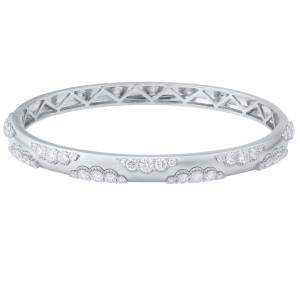 18k White Gold & Diamond Station Bangle