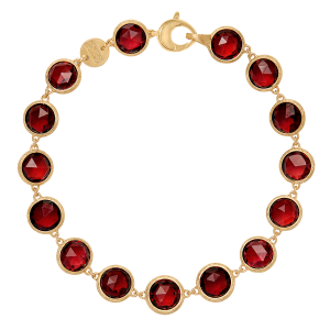 Marco Bicego 18k Yellow Gold Jaipur Collection Red Garnet Bezel Set Bracelet