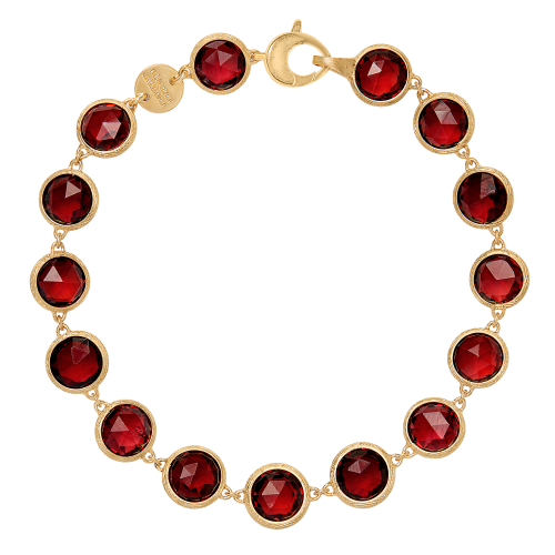 Marco Bicego 18k Yellow Gold Jaipur Collection Red Garnet Bezel Set Bracelet