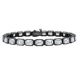 Rahaminov 18k Black Rhodium Plated White Gold & Emerald Cut Diamond Bracelet