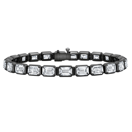 Rahaminov 18k Black Rhodium Plated White Gold & Emerald Cut Diamond Bracelet