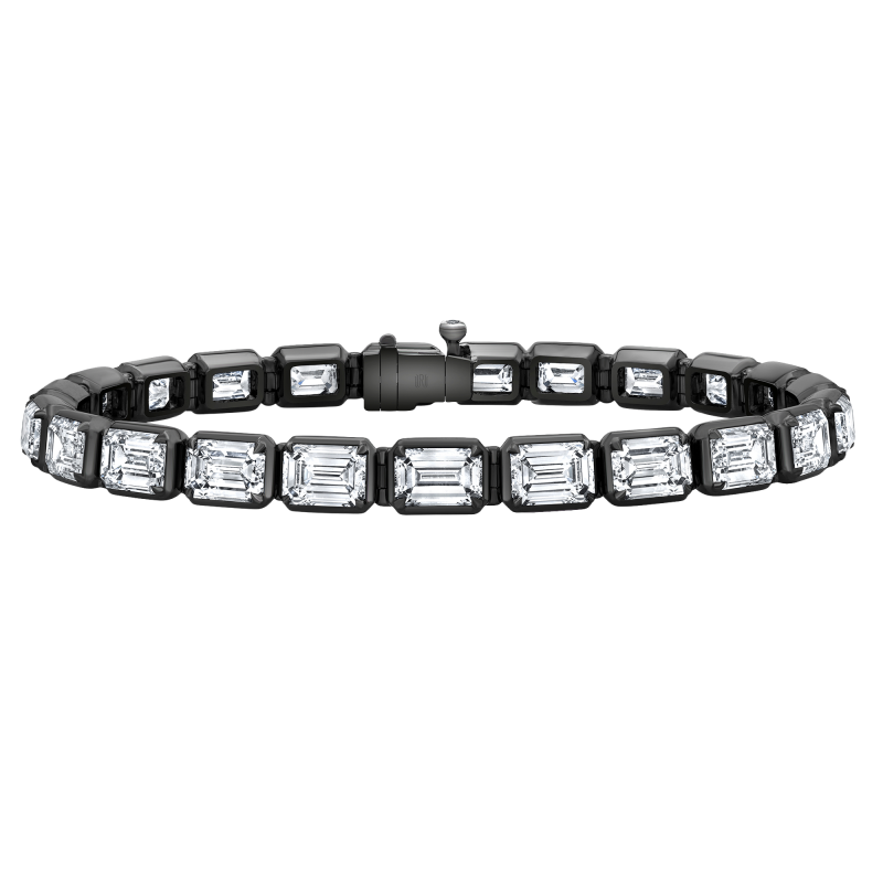 Rahaminov 18k Black Rhodium Plated White Gold & Emerald Cut Diamond Bracelet