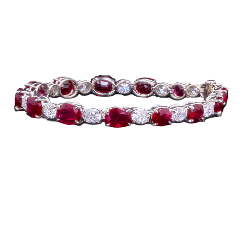 Estate Platinum, Diamond & Ruby Bracelet