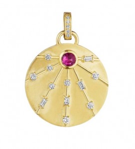 Penny Preville 18k Yellow Gold, Diamond & Pink Sapphire Charm