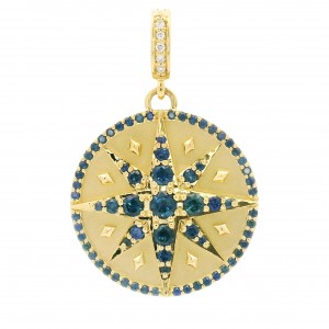 Penny Preville 18k Yellow Gold Star Sapphire & Diamond Charm Pendant