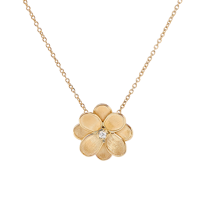 Marco Bicego 18k Yellow Gold Petali Collection Diamond Flower Pendant