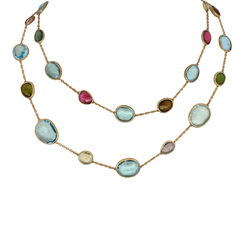 Marco Bicego 18k Yellow Gold, Topaz and Tourmaline Multicolor Necklace