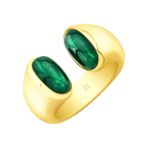 Rahaminov 18k Yellow Gold & Emerald Open Bezel Set Ring