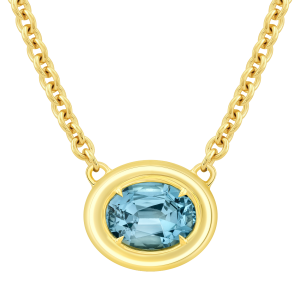 Rahaminov 18k Yellow Gold & Illusion Bezel Set Aquamarine Necklace