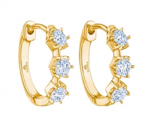 Kwiat 18K Yellow Gold "Starry Night" Petite Hoop Earrings